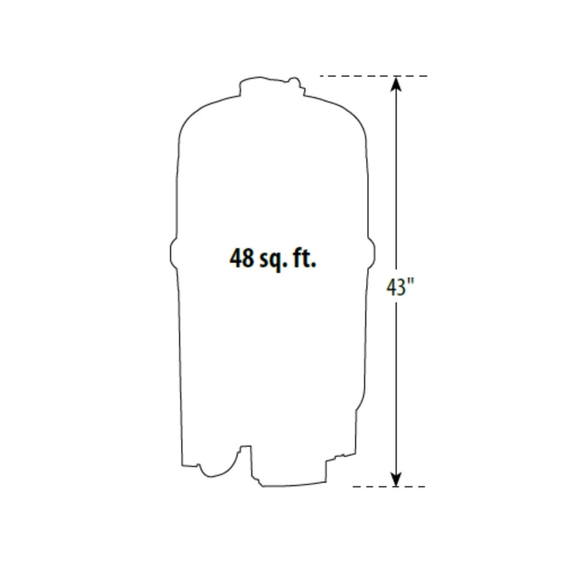 Waterway Crystal Water D.E Filter dimensions showing 48 sq. ft. area and 43 inches height from Discount Pool Mart DPM.