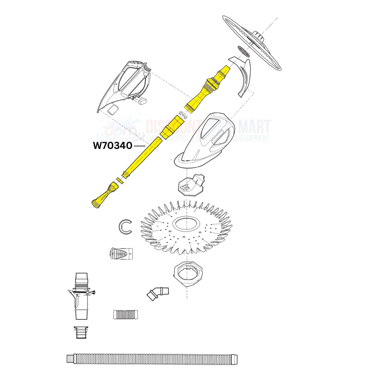 Zodiac Baracuda Complete Cassette Assembly W70340 parts diagram for G3 and G3 Pro cleaners from Discount Pool Mart.