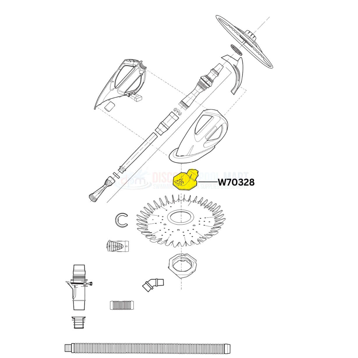 Zodiac Baracuda Foot Flange W70328 diagram for G3 and G3 Pro cleaners at Discount Pool Mart DPM.