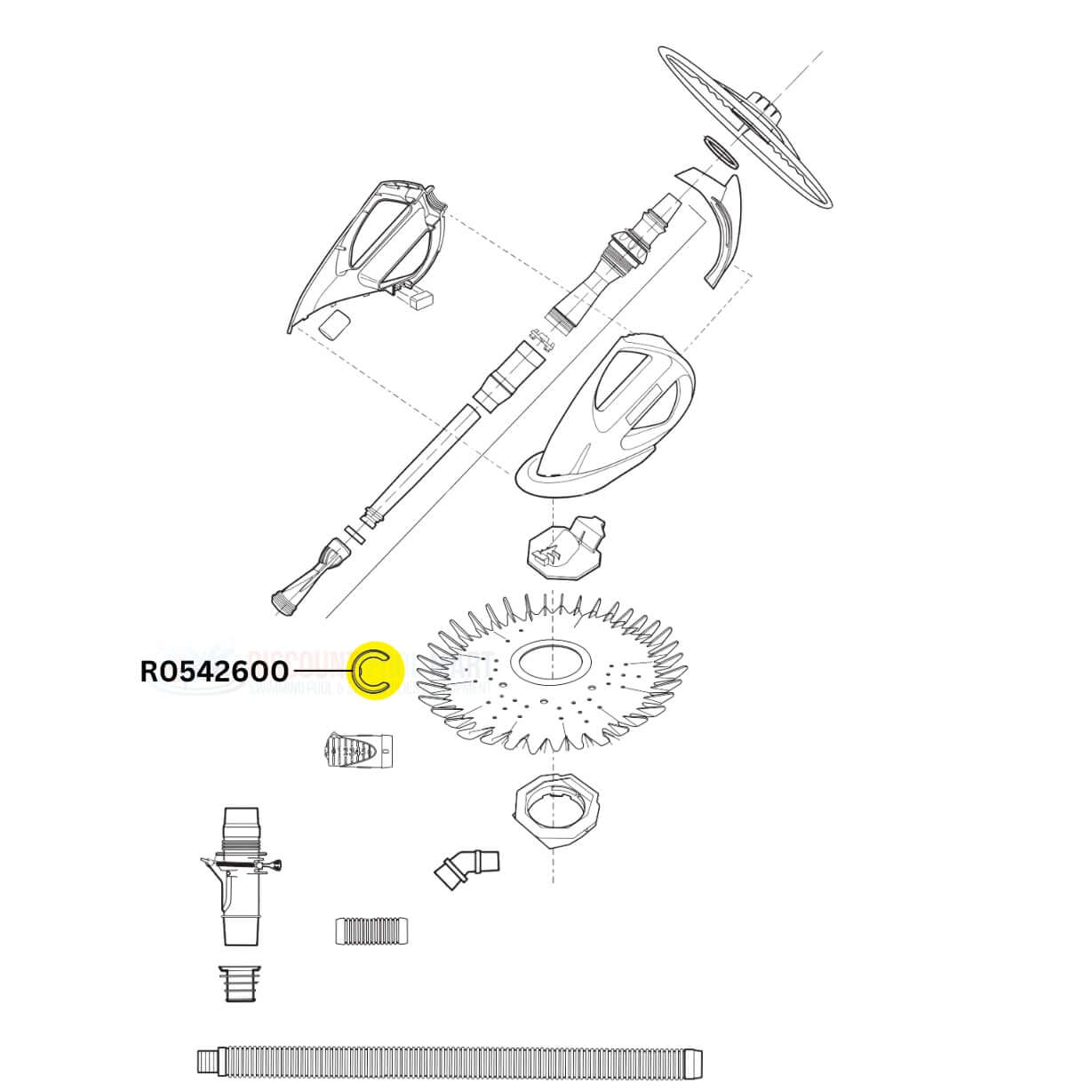Zodiac Universal Hose Weight parts diagram, including R0542600, optimized for cleaners at Discount Pool Mart DPM.