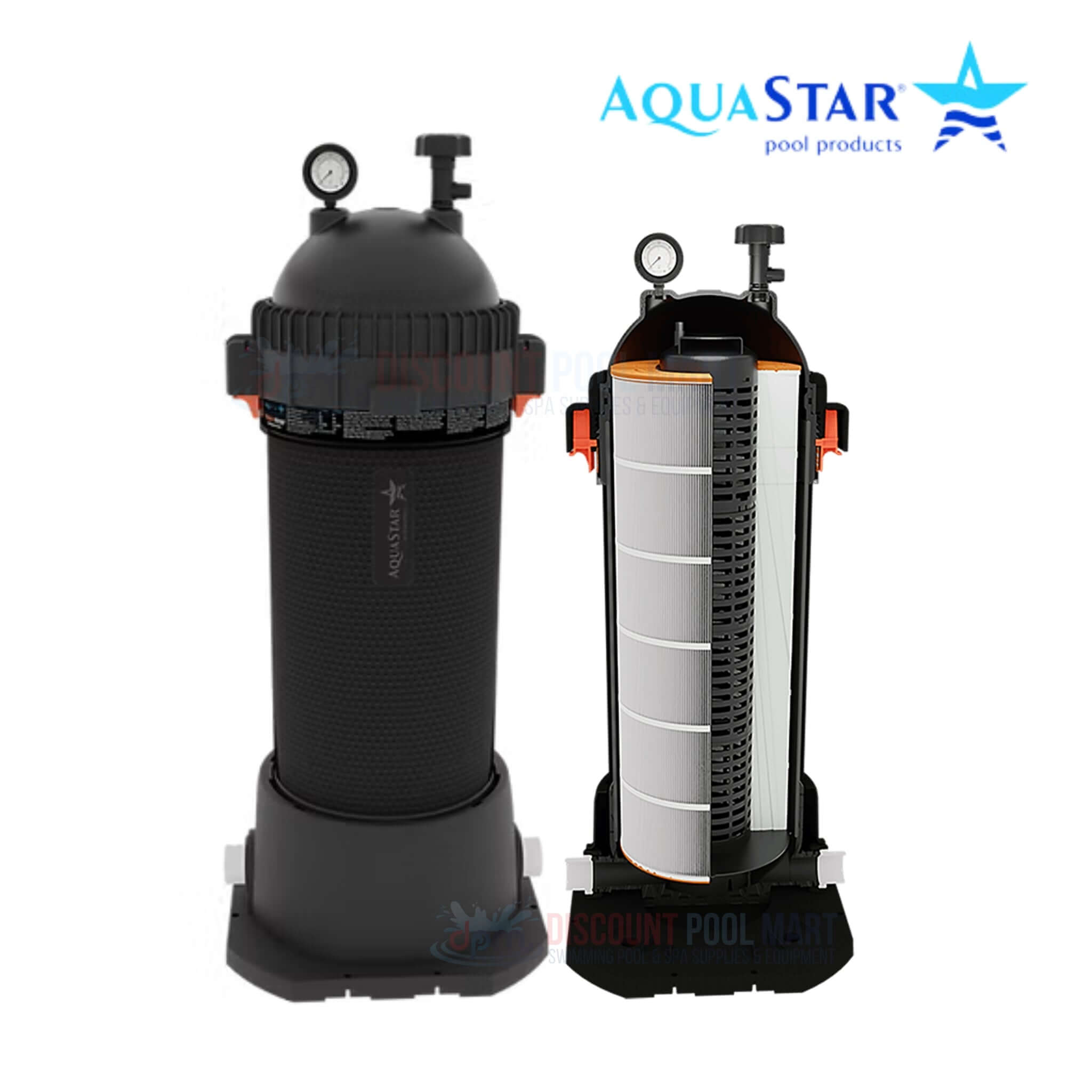 AquaStar Filters by Discount Pool Mart DPM, showcasing a high-efficiency pool filter for superior water clarity.