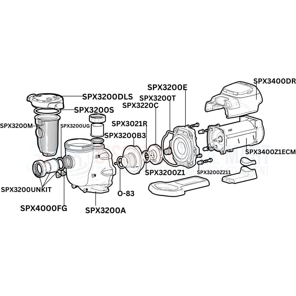 Hayward EcoStar VS Variable Speed Pump replacement parts diagram featuring DPM components for effective pool pump maintenance.