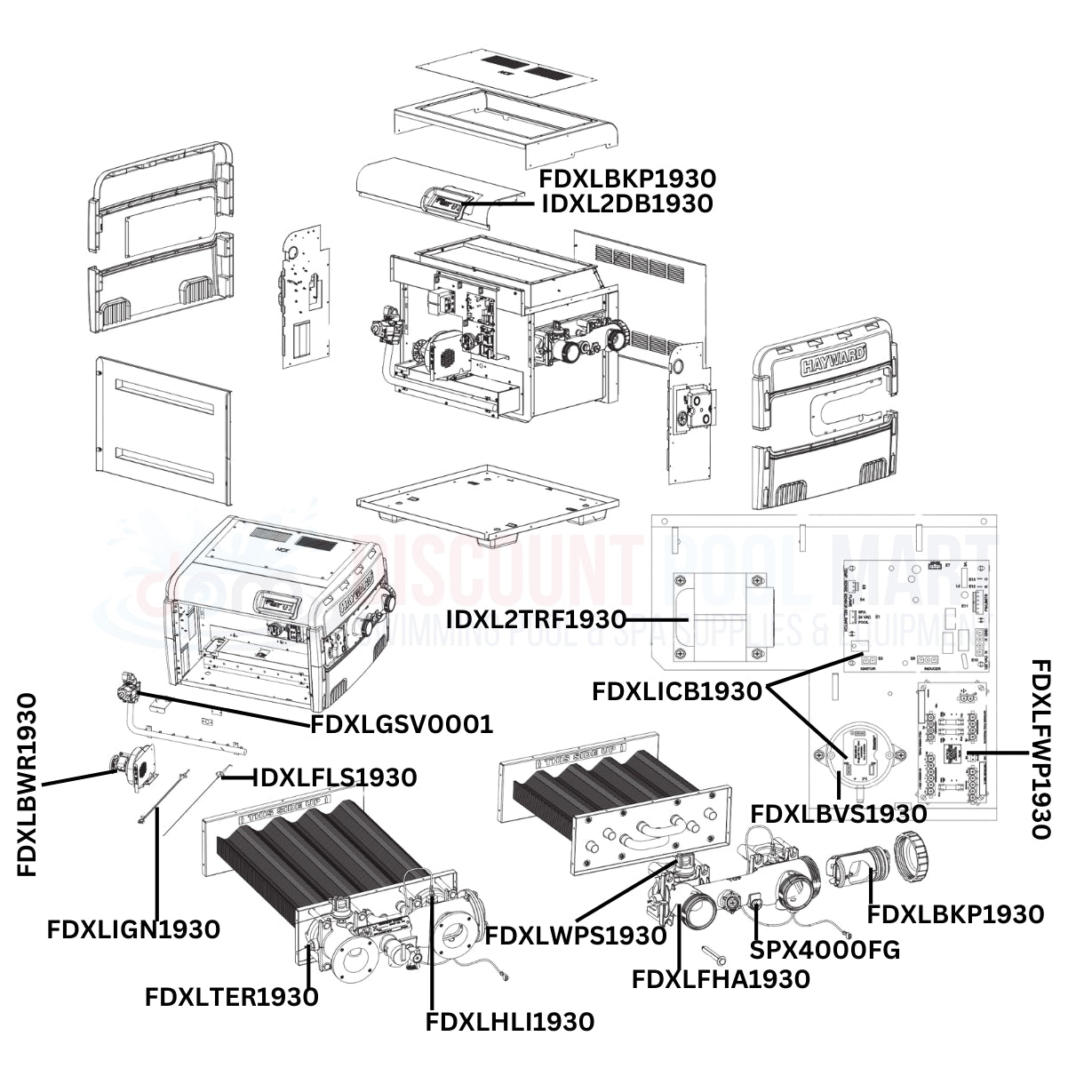 Hayward H-Series H150FDN Heater Replacement Parts Diagram