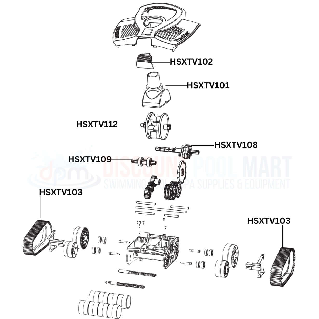Hayward TracVac cleaner replacement parts diagram for optimal pool performance - Discount Pool Mart DPM.