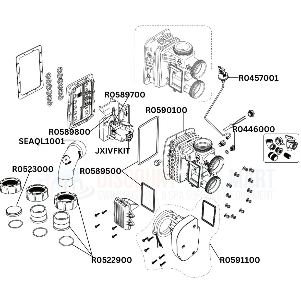 Jandy JXi260N Heater Replacement Parts Diagram from Discount Pool Mart DPM, showcasing essential components for optimal performance.