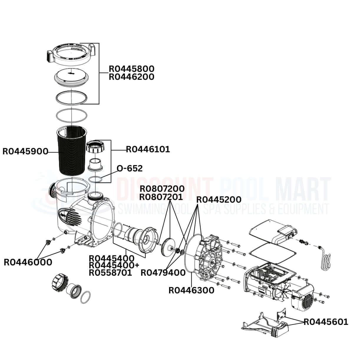 Jandy ePump Variable Speed Pump replacement parts diagram from Discount Pool Mart, showcasing all necessary components.
