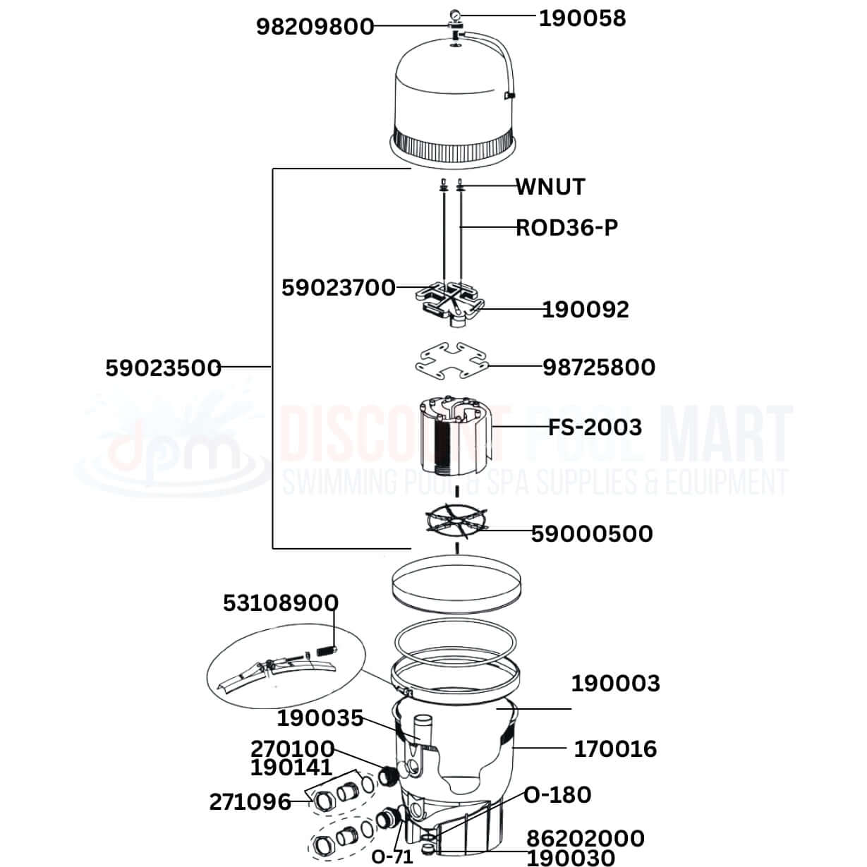 Pentair FNS Plus DE 180007 Filter Replacement Parts Diagram