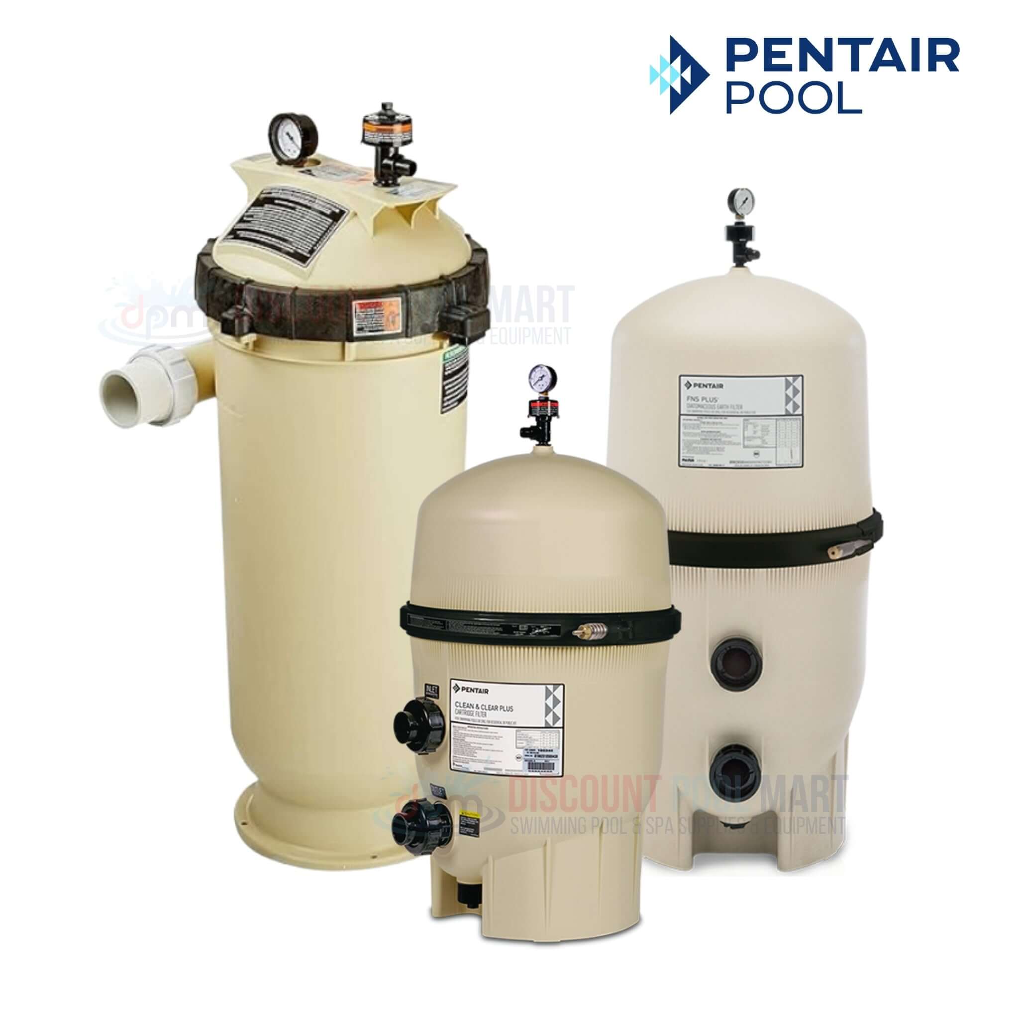 Pentair filters available at Discount Pool Mart DPM, showcasing advanced pool filtration systems for cleaner water.