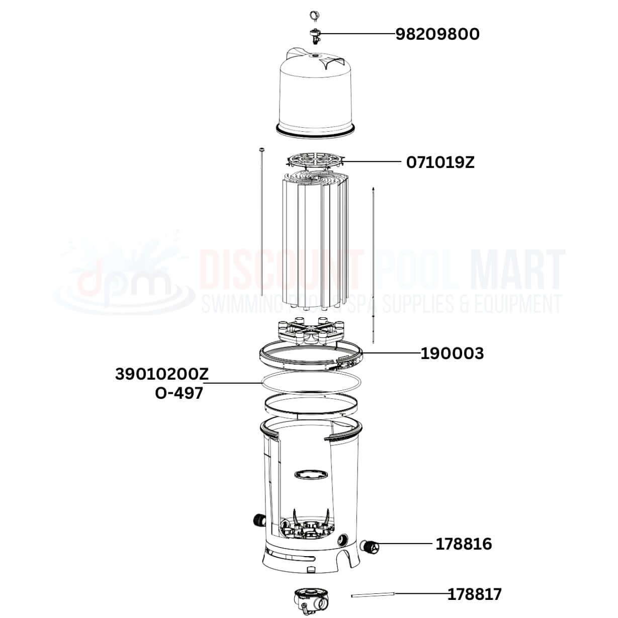 Pentair FullFloXF 4000 Series Filter Parts Diagram from Discount Pool Mart DPM, featuring assembly parts and components.