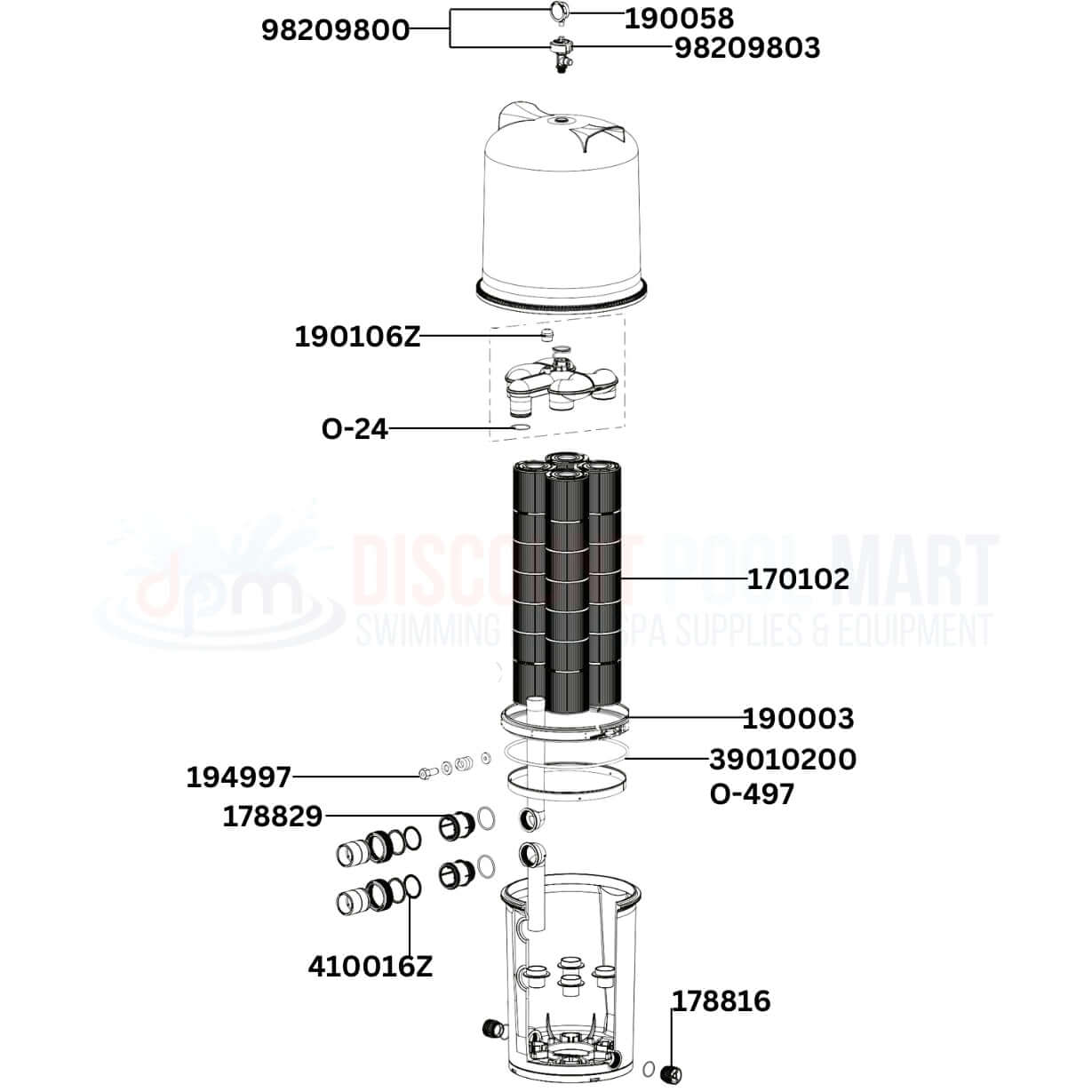Pentair FullFloXF C-Series 160448 filter replacement parts diagram, featured at Discount Pool Mart DPM for optimal pool performance.