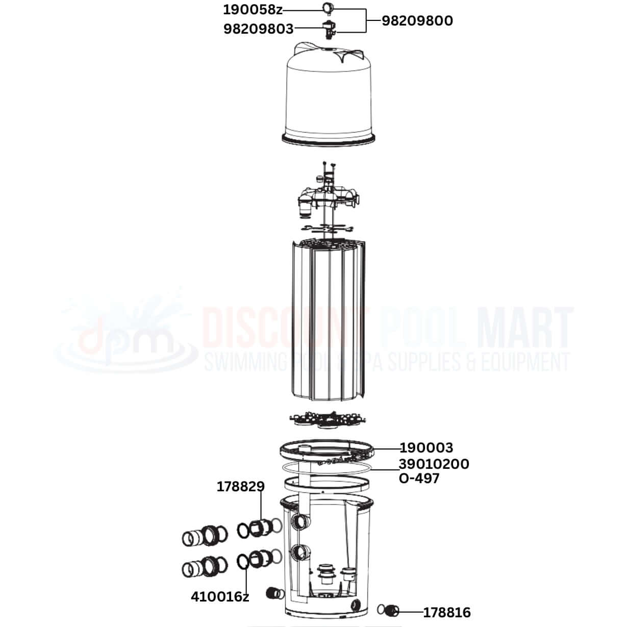 Pentair FullfloXF F-Series 188621 filter replacement parts diagram, Discount Pool Mart DPM essential components.