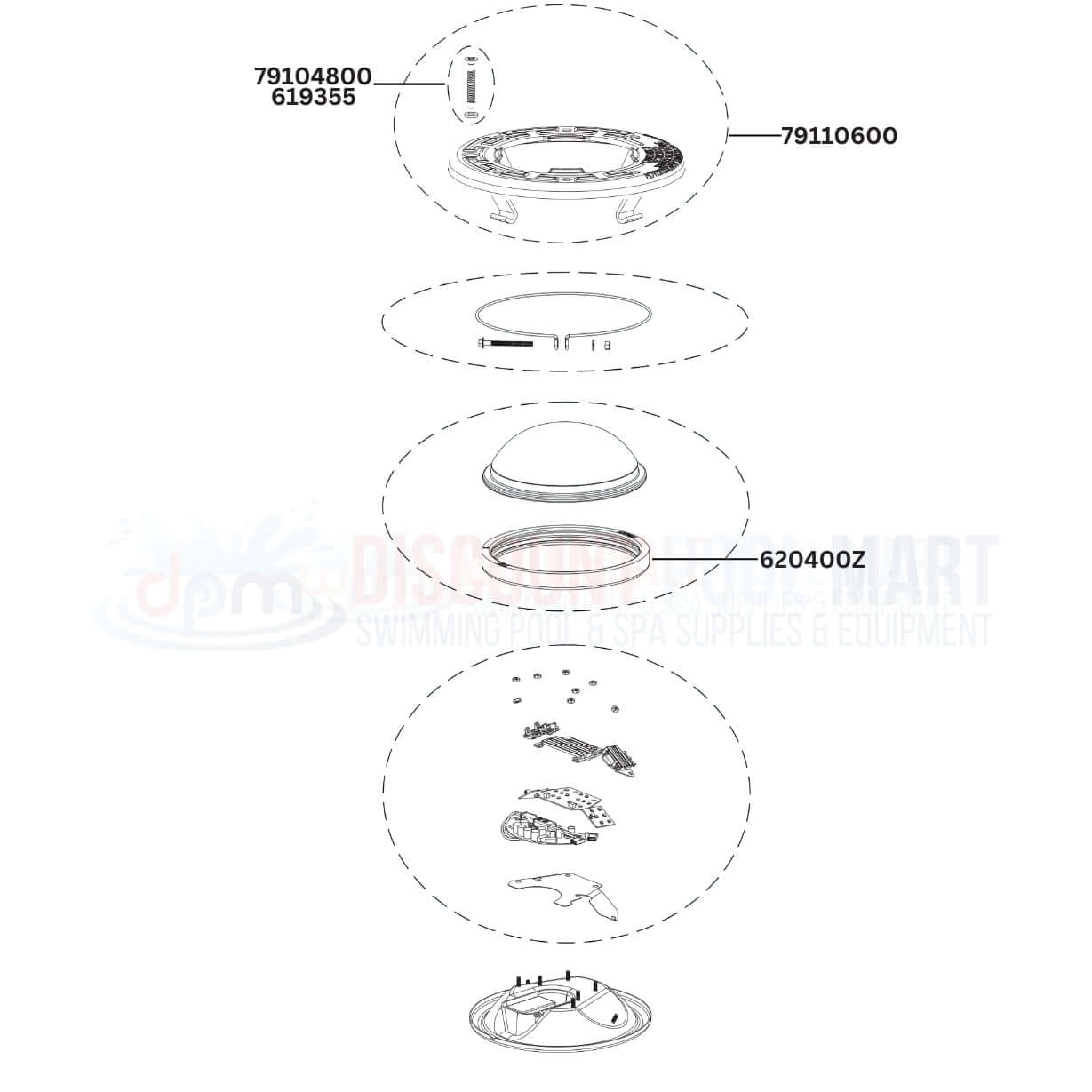 Pentair IntelliBrite Architectural Series Pool Light replacement parts diagram from Discount Pool Mart DPM, including kits and components.