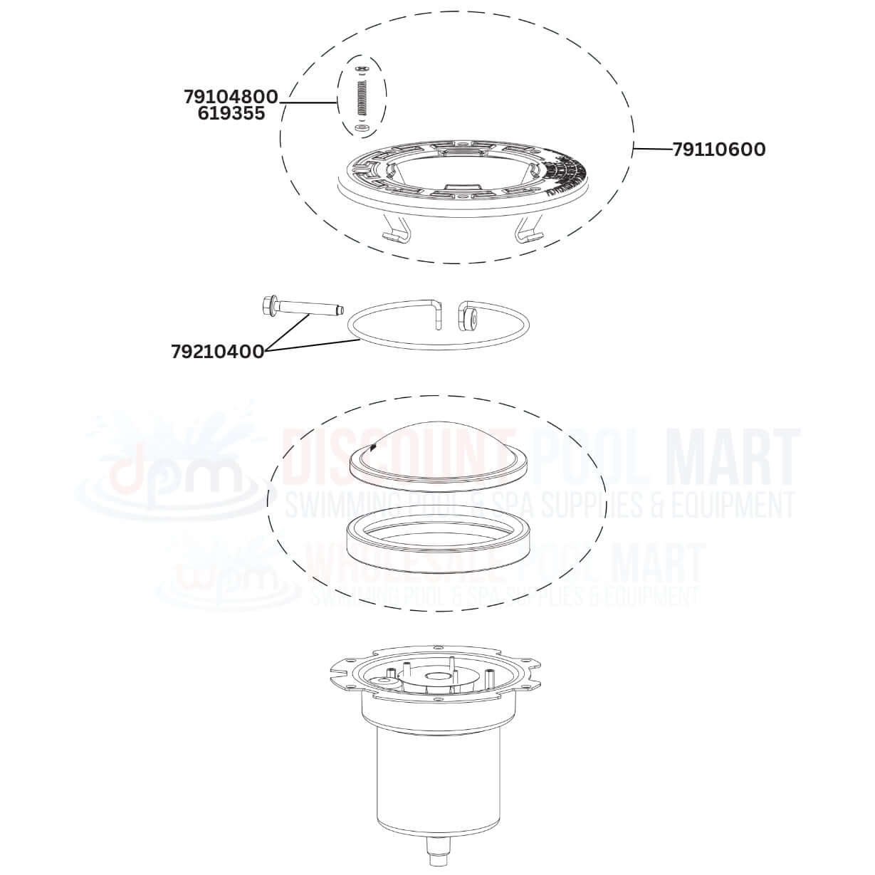 Pentair IntelliBrite spa light replacement parts diagram, featuring key components from Discount Pool Mart DPM.