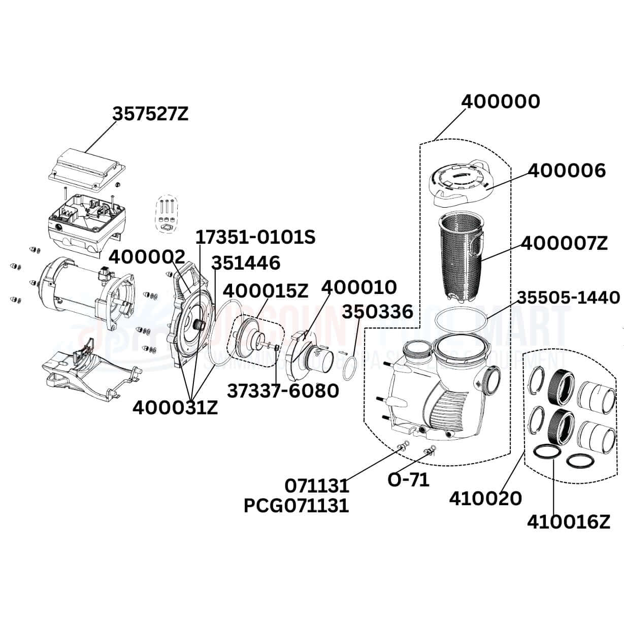 Pentair IntelliFloXF VSF Pump Replacement Parts Diagram with labels, Discount Pool Mart DPM.