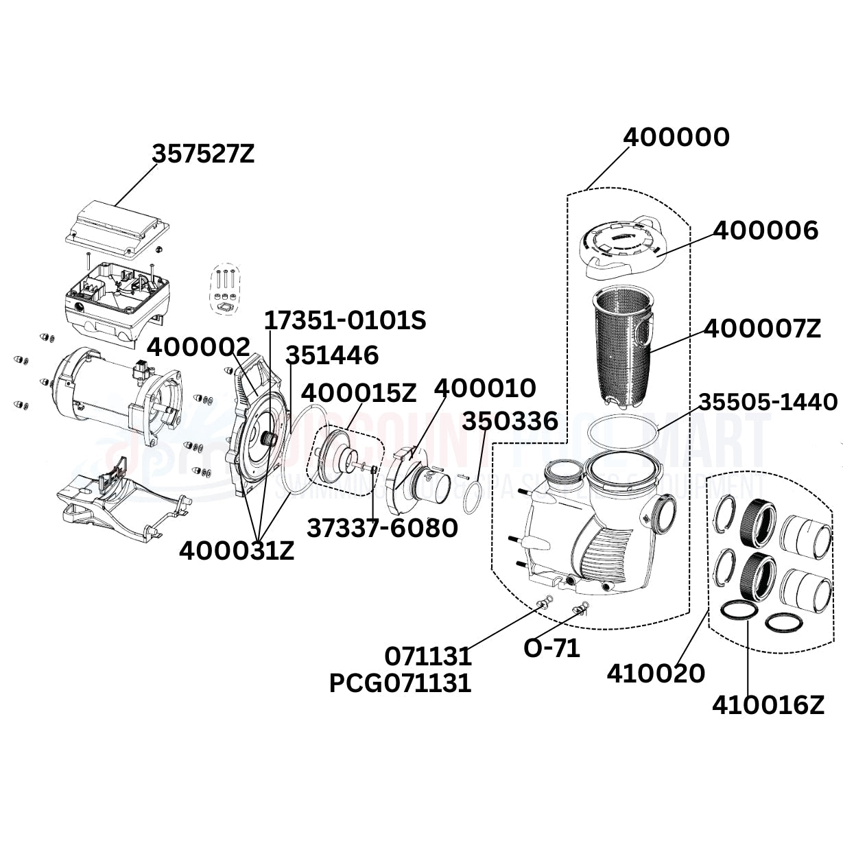 Pentair IntelliFloXF VSF Pump Replacement Parts Diagram