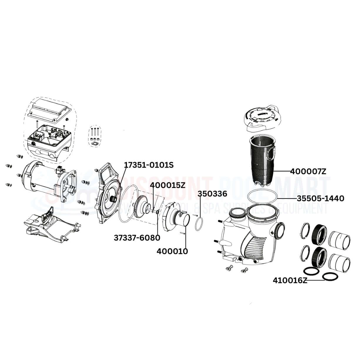 Pentair IntelliPro XF VSF Pump Replacement Parts Diagram from Discount Pool Mart DPM, showcasing essential components.