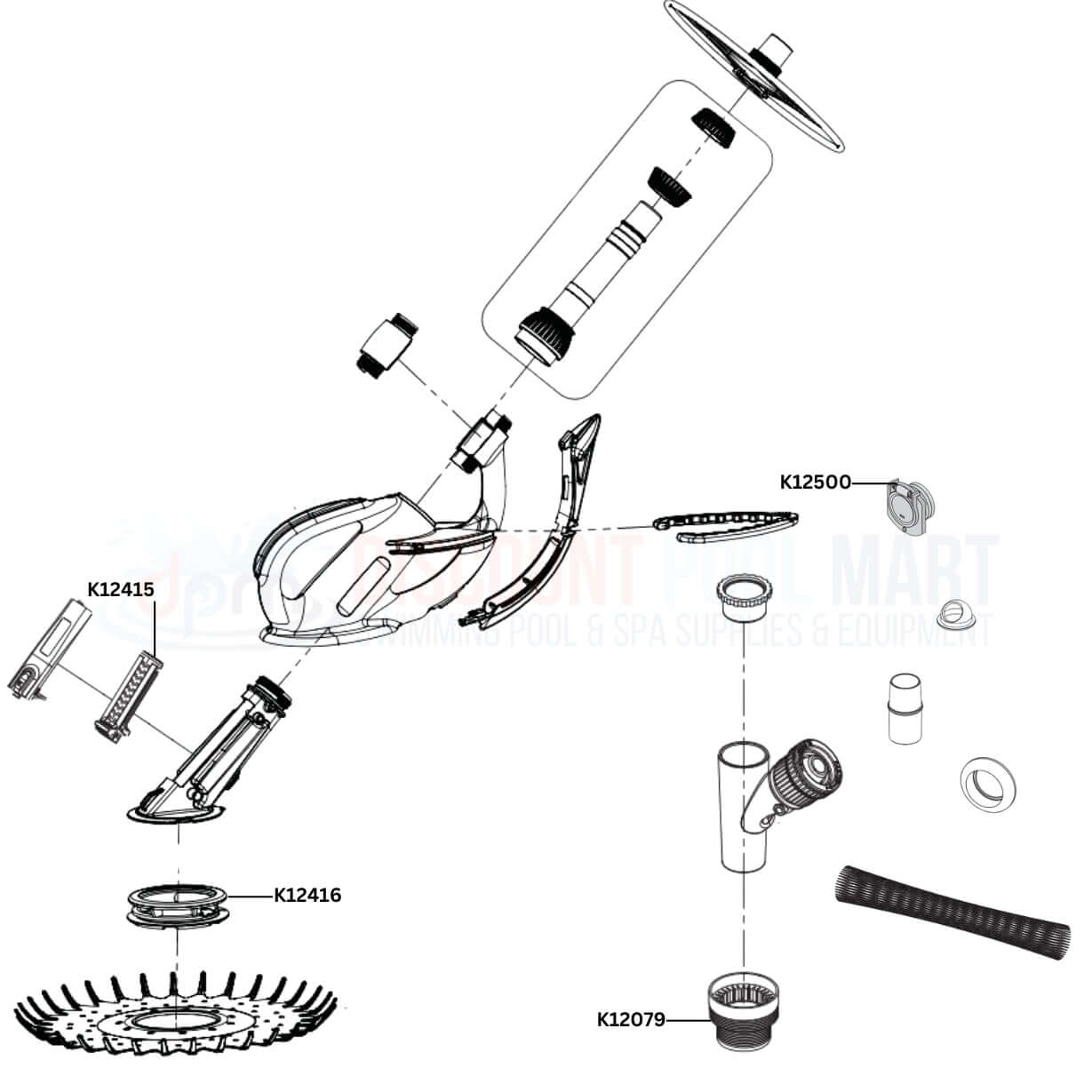 Pentair Kreepy Krauly Kruiser Cleaner replacement parts diagram from Discount Pool Mart DPM for efficient pool maintenance.