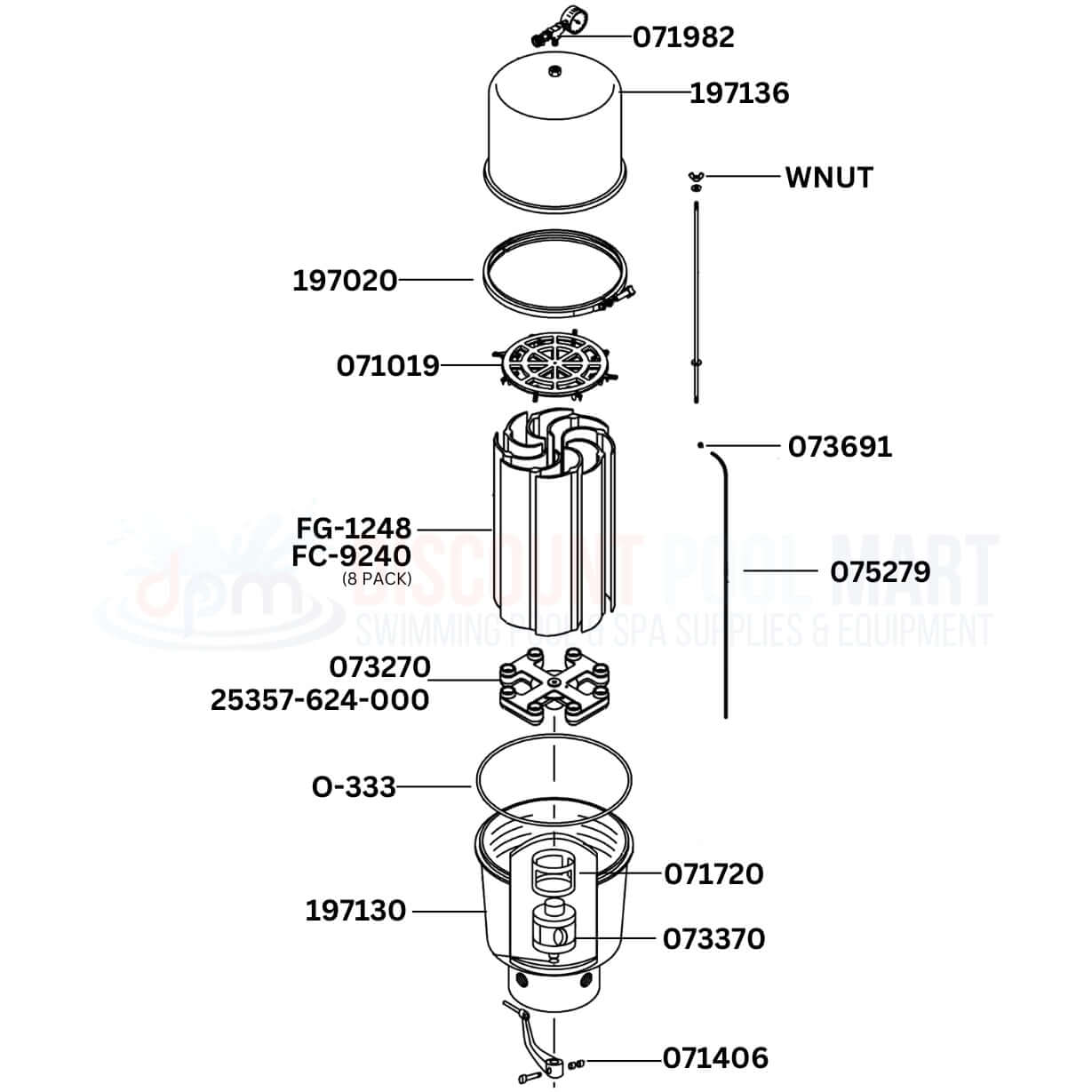 Pentair Purex SMBW 4000 Series SMBW 2048/4048 filter replacement parts diagram from Discount Pool Mart DPM.