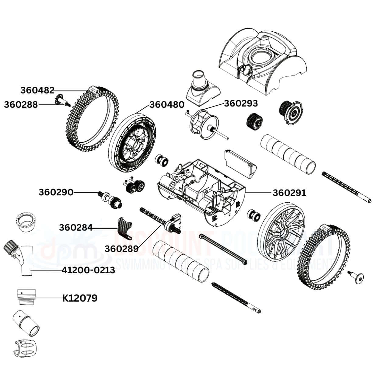 Pentair Rebel Inground Cleaner replacement parts diagram from Discount Pool Mart DPM, showing essential components for maintenance.