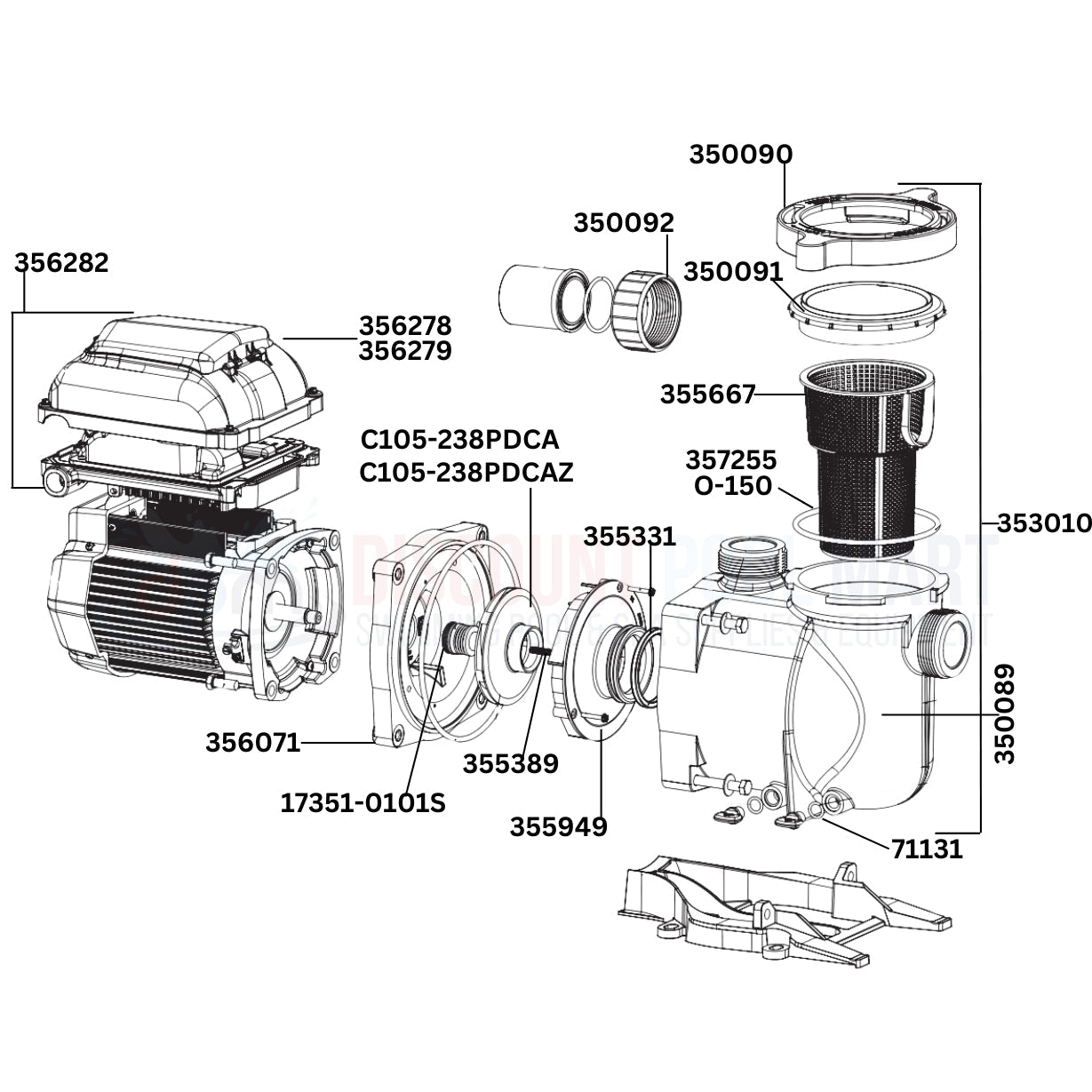 Pentair SuperFlo Pump Replacement Parts Diagram