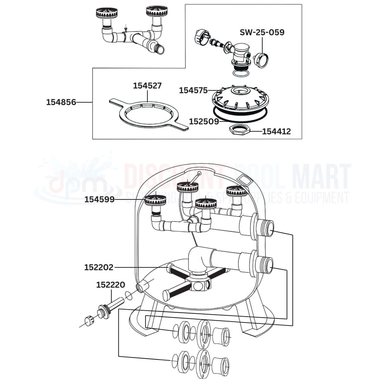 Pentair Triton C-3 Series TR140C-3 Sand Filter replacement parts diagram, from Discount Pool Mart (DPM). Essential components included.