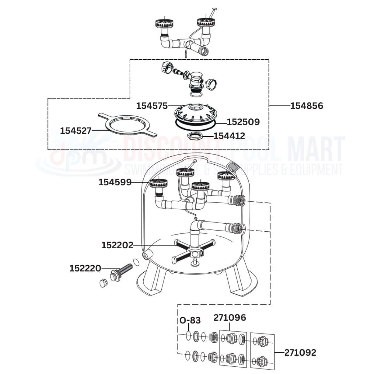Pentair Triton C Series Sand Filter replacement parts diagram from Discount Pool Mart DPM showing valves and components.