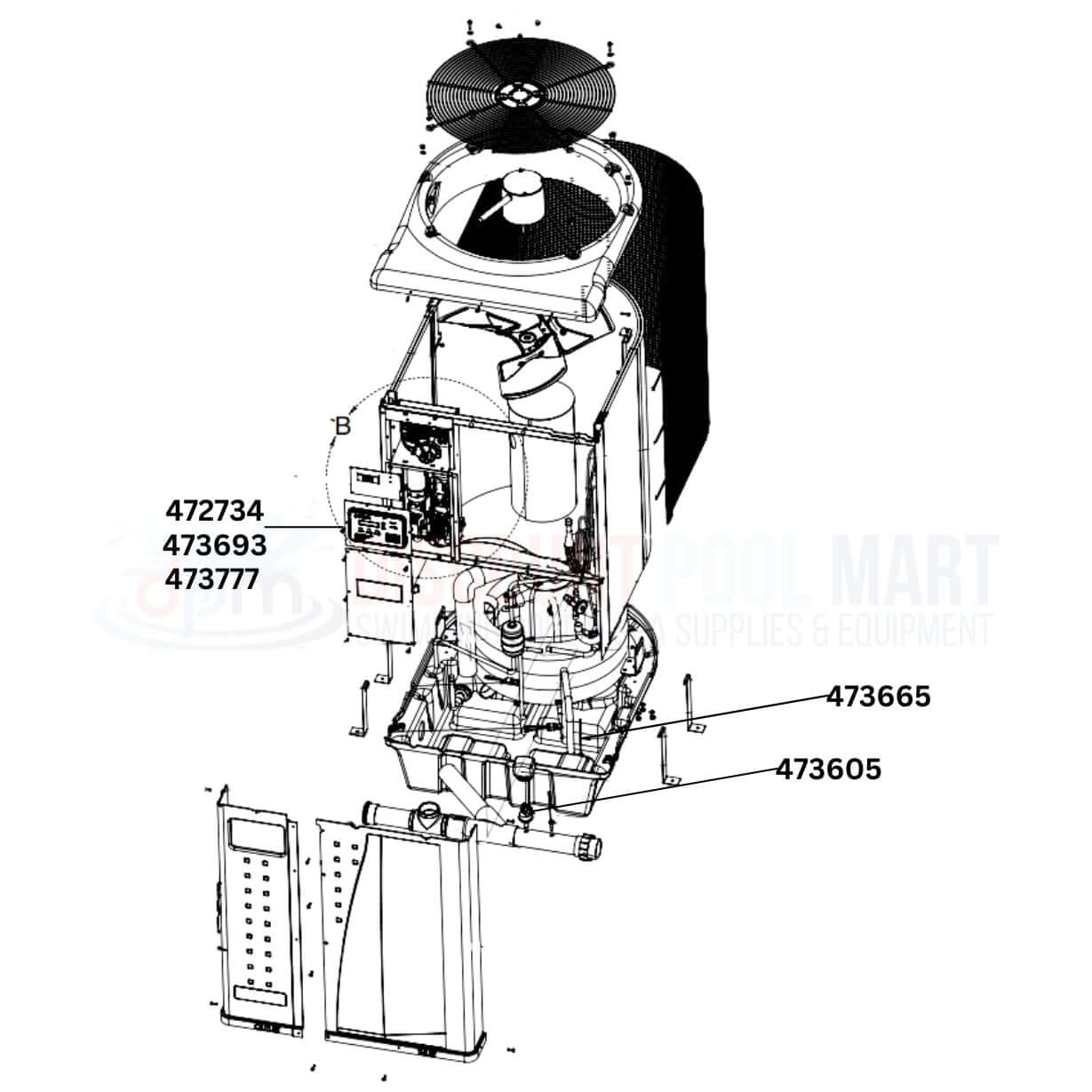 Pentair UltraTemp 460958 Heat Pump replacement parts diagram by Discount Pool Mart DPM, showing essential components.