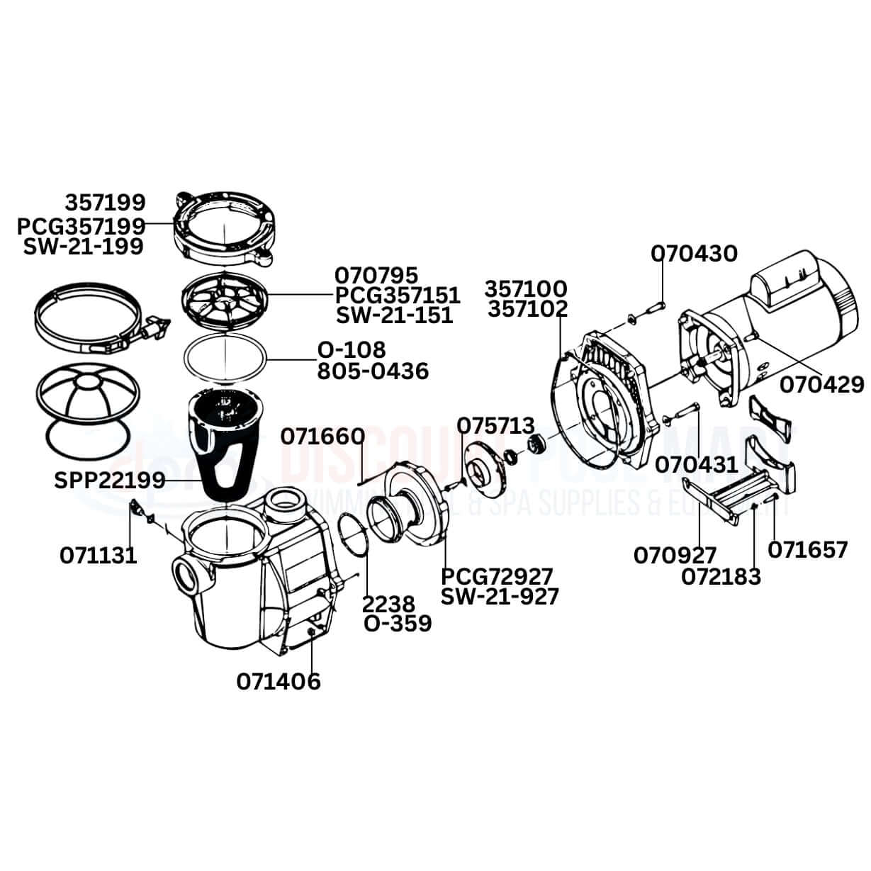 Pentair WhisperFlo VST Pump replacement parts diagram, featuring essential components from Discount Pool Mart DPM.
