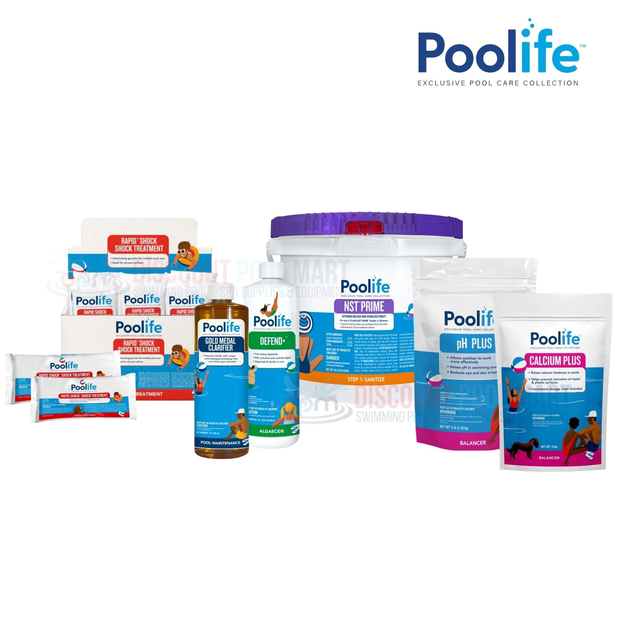Poolife exclusive pool care collection products available at Discount Pool Mart (DPM) for effective pool maintenance.