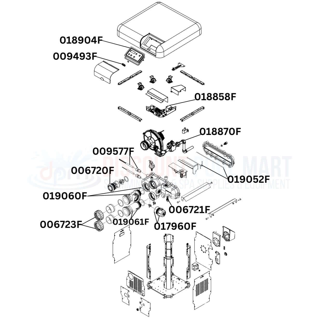 Raypak Avia 018045 Heater replacement parts diagram from Discount Pool Mart DPM, showing essential components for pool heating.