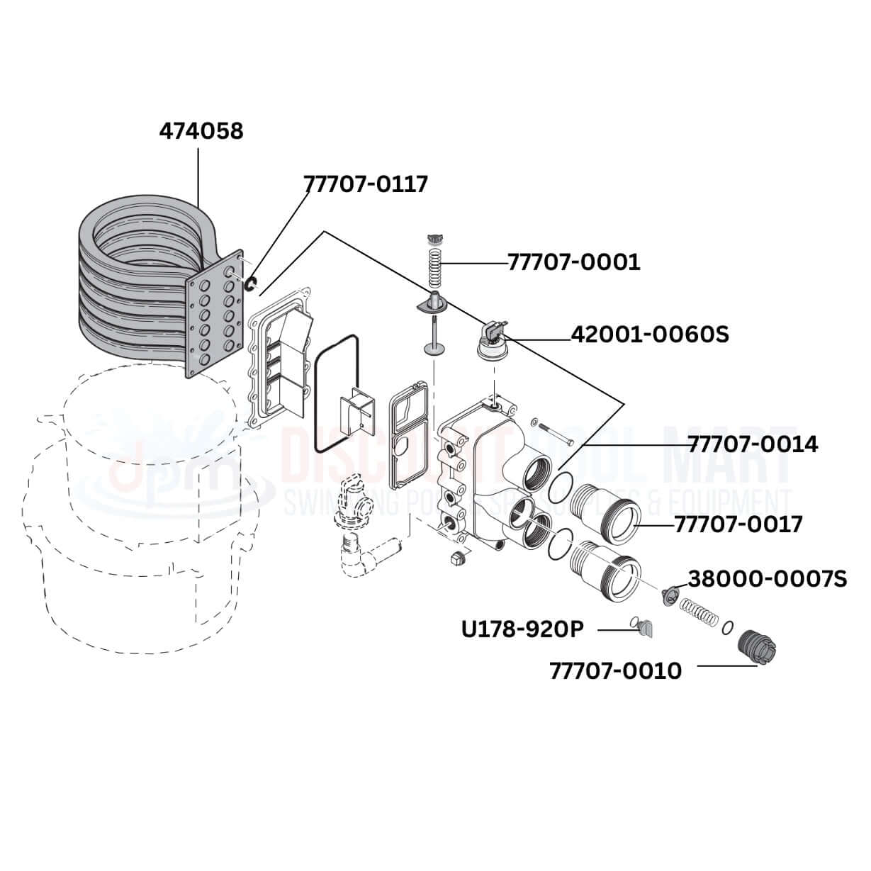 Sta-Rite Max-E-Therm SR200NA Heater replacement parts diagram from Discount Pool Mart DPM with part numbers.