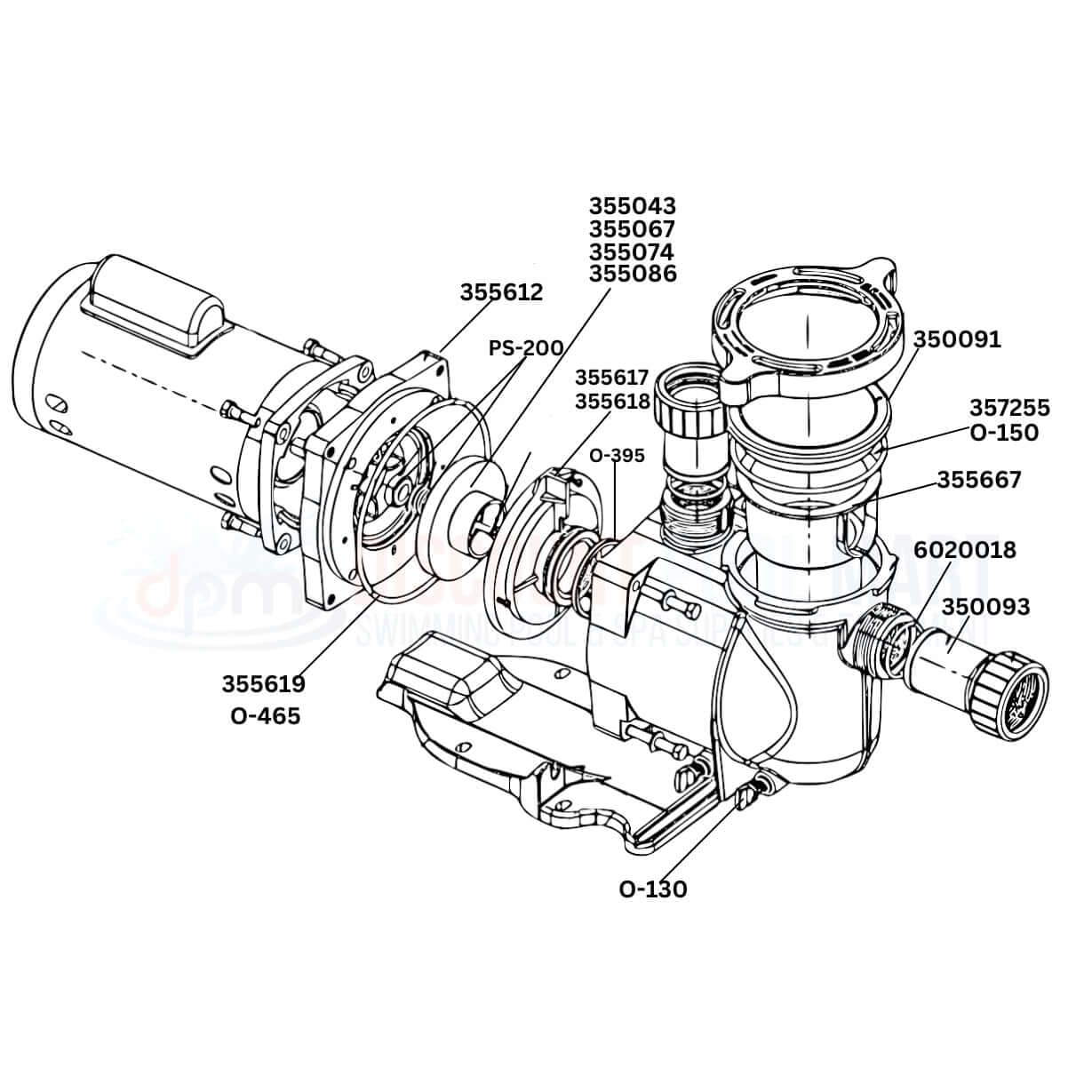 Diagram of Sta-Rite SuperMax Pump replacement parts by Discount Pool Mart, showcasing key components for efficient pool maintenance.