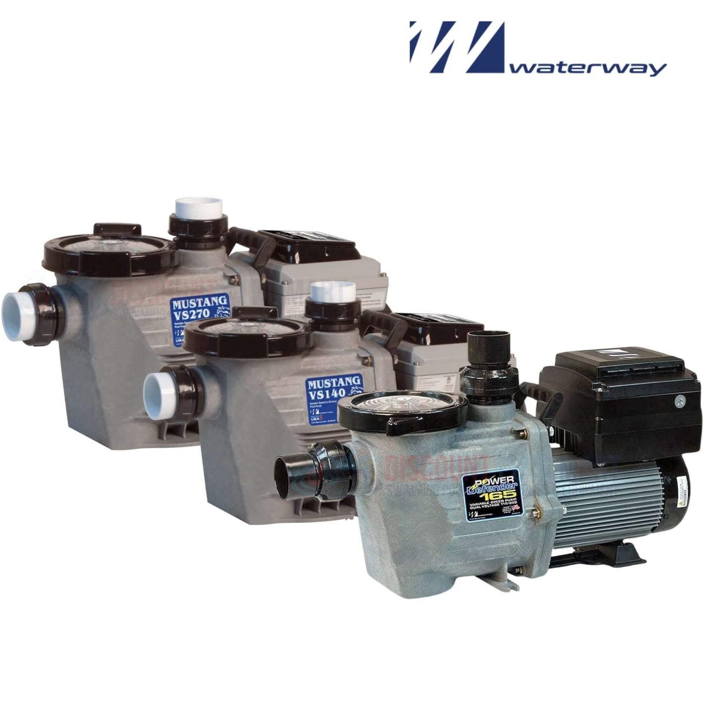 Waterway Pumps including Mustang VS270 and VS140, available at Discount Pool Mart DPM for pool efficiency.