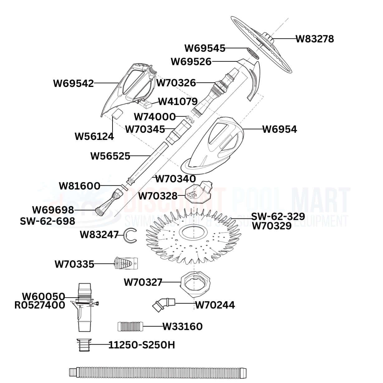 Zodiac Baracuda G3 Pro Cleaner replacement parts diagram from Discount Pool Mart DPM, showcasing all components and compatibility.
