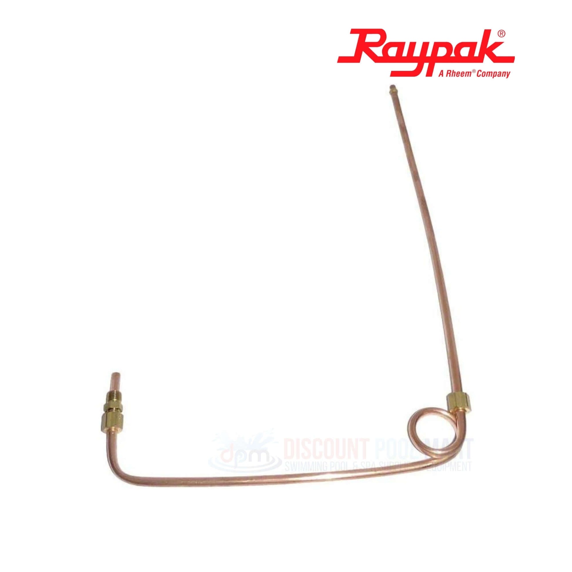Raypak Pressure Switch Tube For 183A-405A | SKU 003272F, copper tube with metal fittings, for pool heater pressure monitoring, Discount Pool Mart
