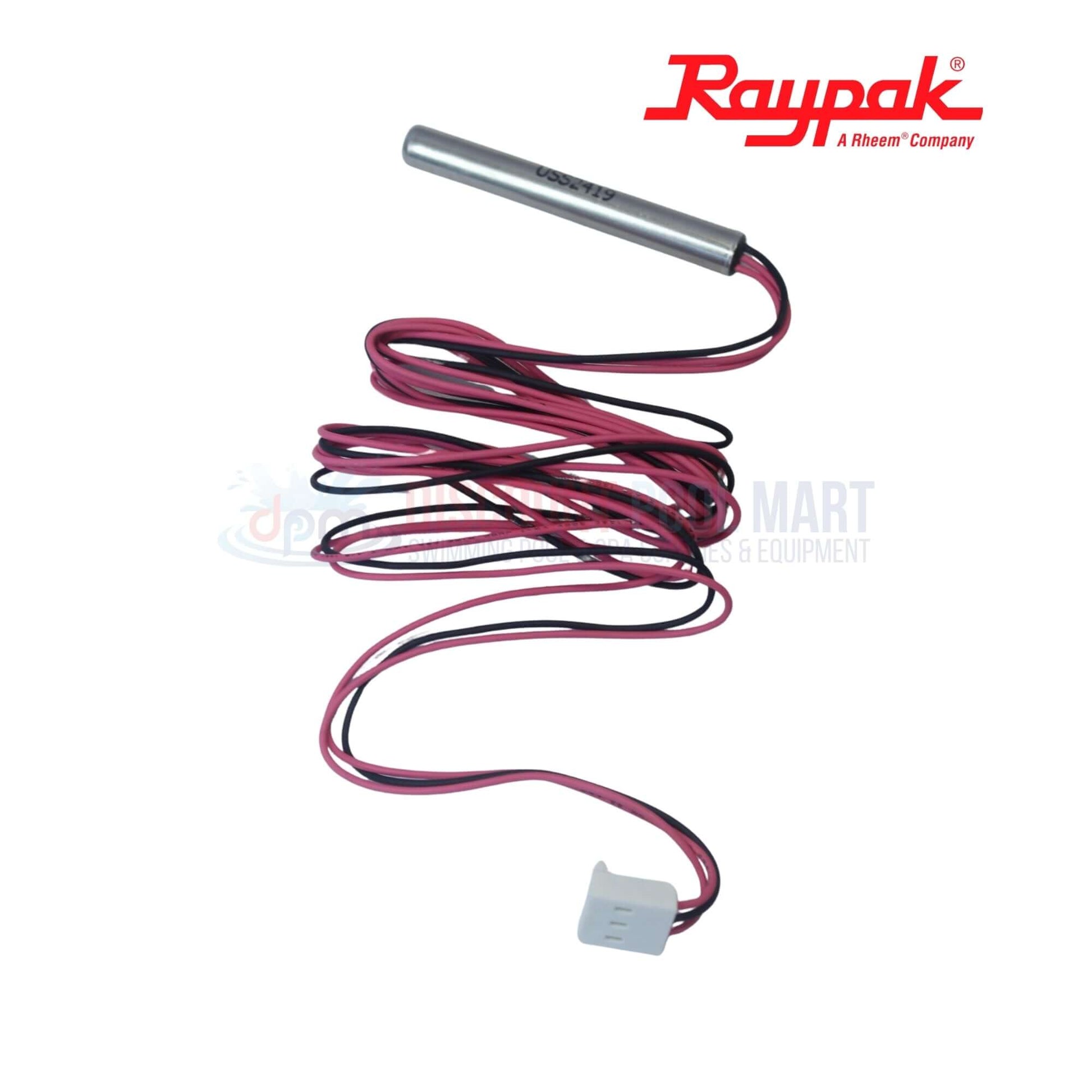 005299B | Raypak Temperature Sensor For RP2100 Heaters with three wires and durable probe from Discount Pool Mart, DPM.