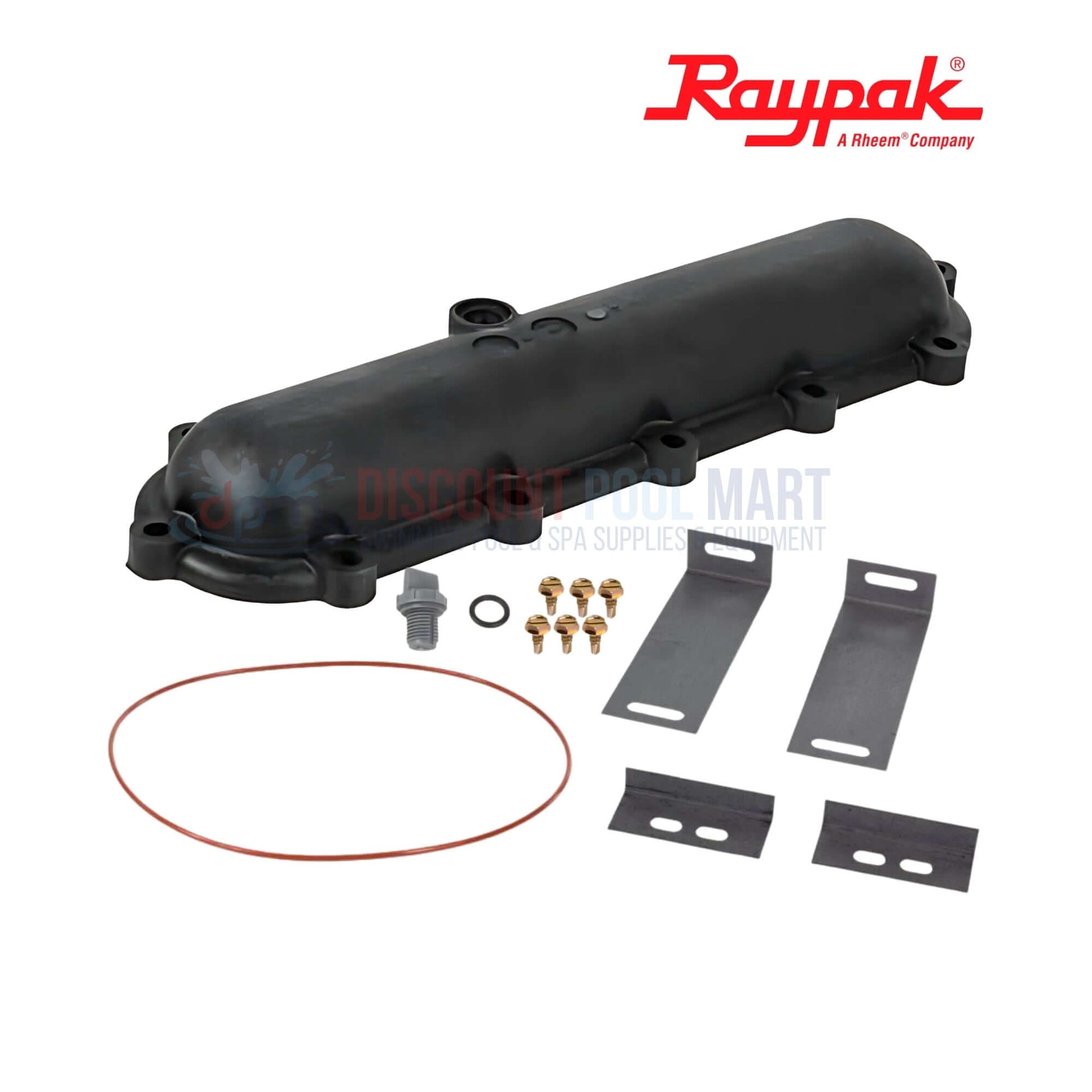 006707F | Raypak 206A-406A Heater Return Header with gasket, screws, and seals from Discount Pool Mart, pool supplies.