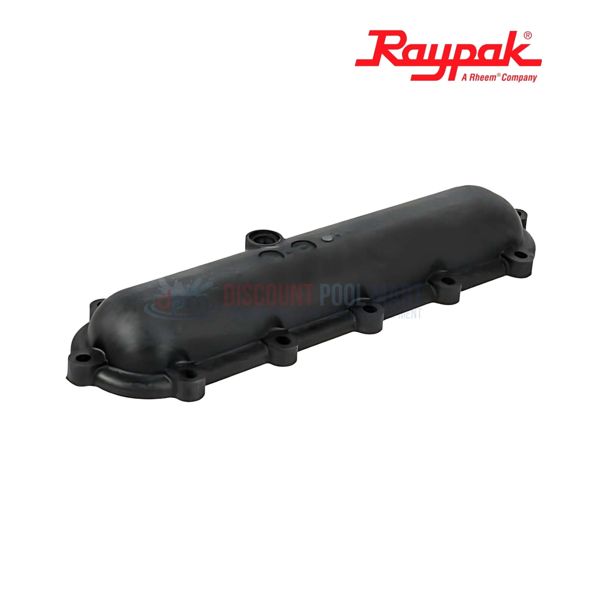 Raypak 006707F | Raypak 206A-406A Heater Return Header in black polymer for RP2100-series pool heaters from Discount Pool Mart.