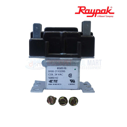 Raypak Hi-Delta DPST 24V Relay 007376F with mounting bracket and screws, ideal for pool systems, from Discount Pool Mart.
