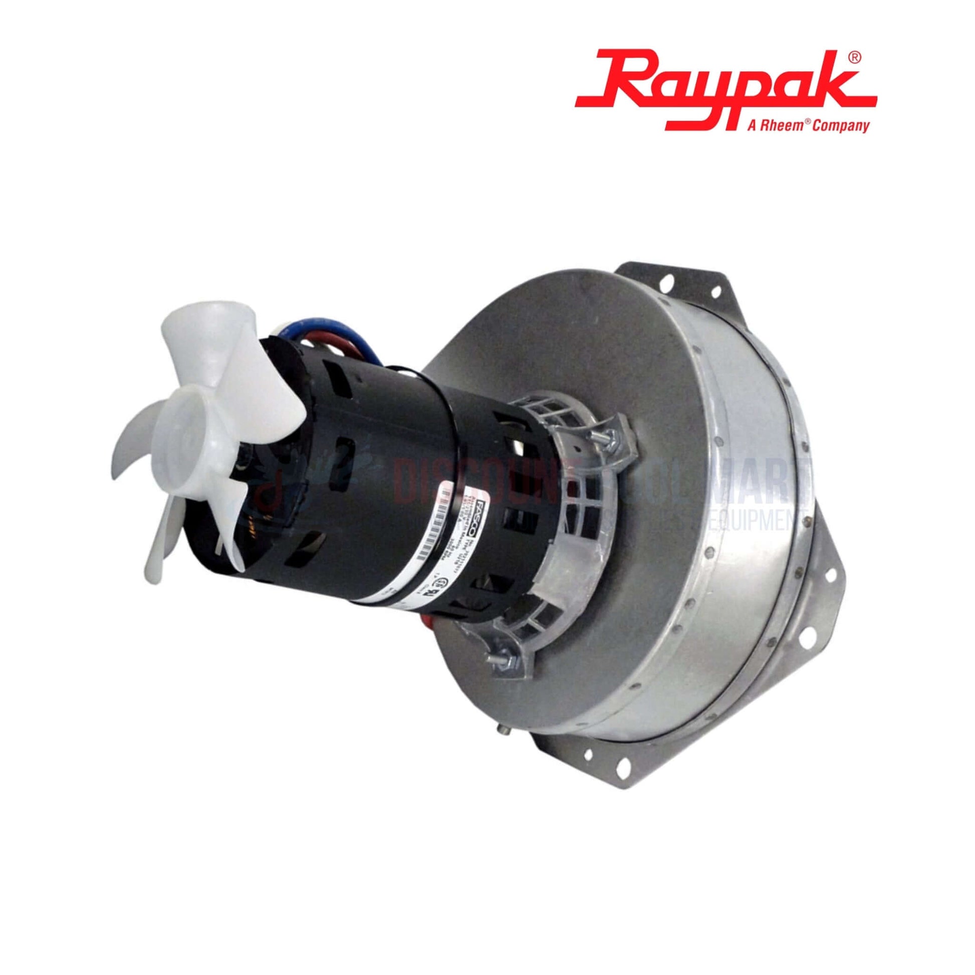 008156F | Raypak D-2 Power Vent Blower Kit with motor and propeller, used in pool heater models, from Discount Pool Mart.
