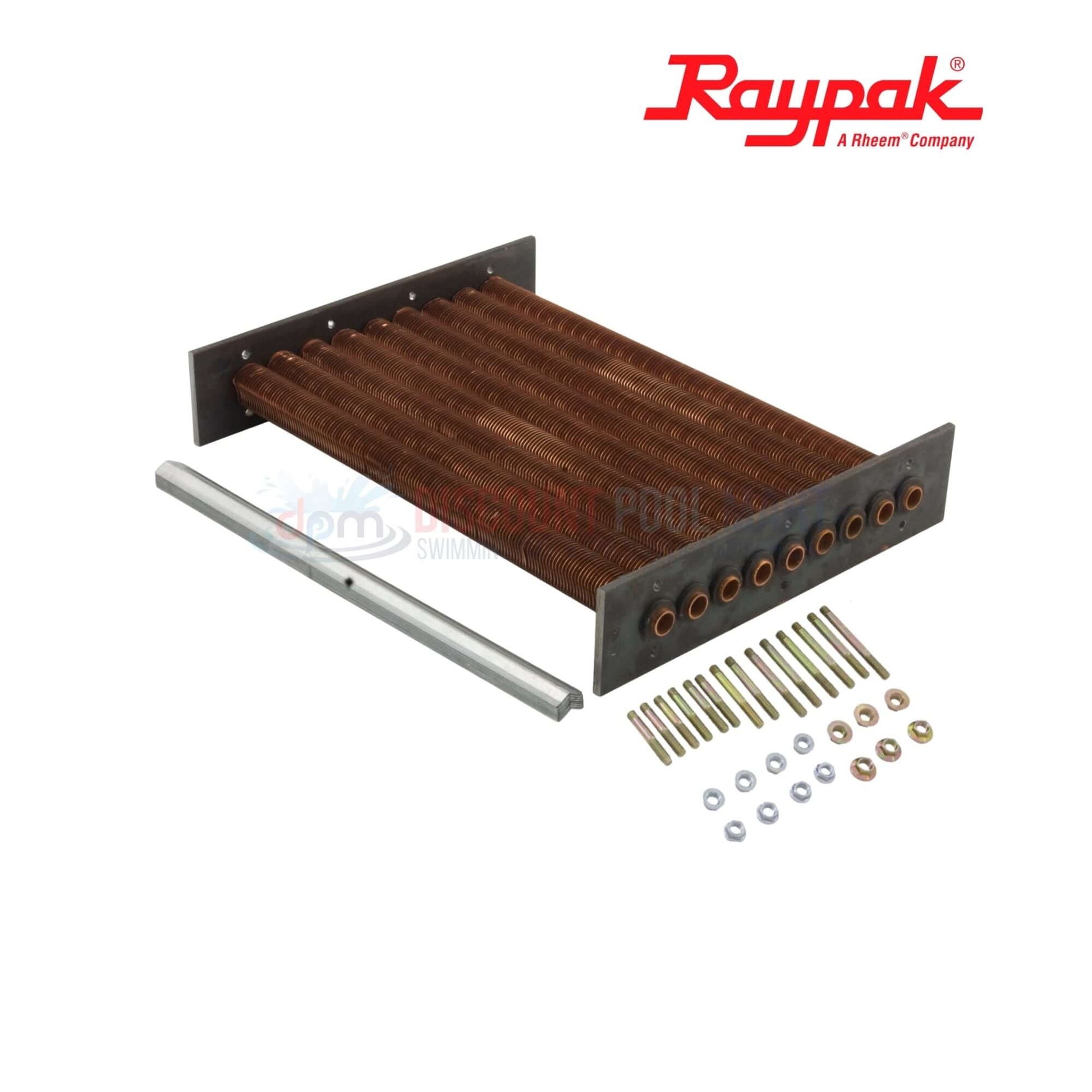 Raypak 010057F | Raypak 336A/337A Copper Tube Bundle Heat Exchanger with mounting hardware from Discount Pool Mart.