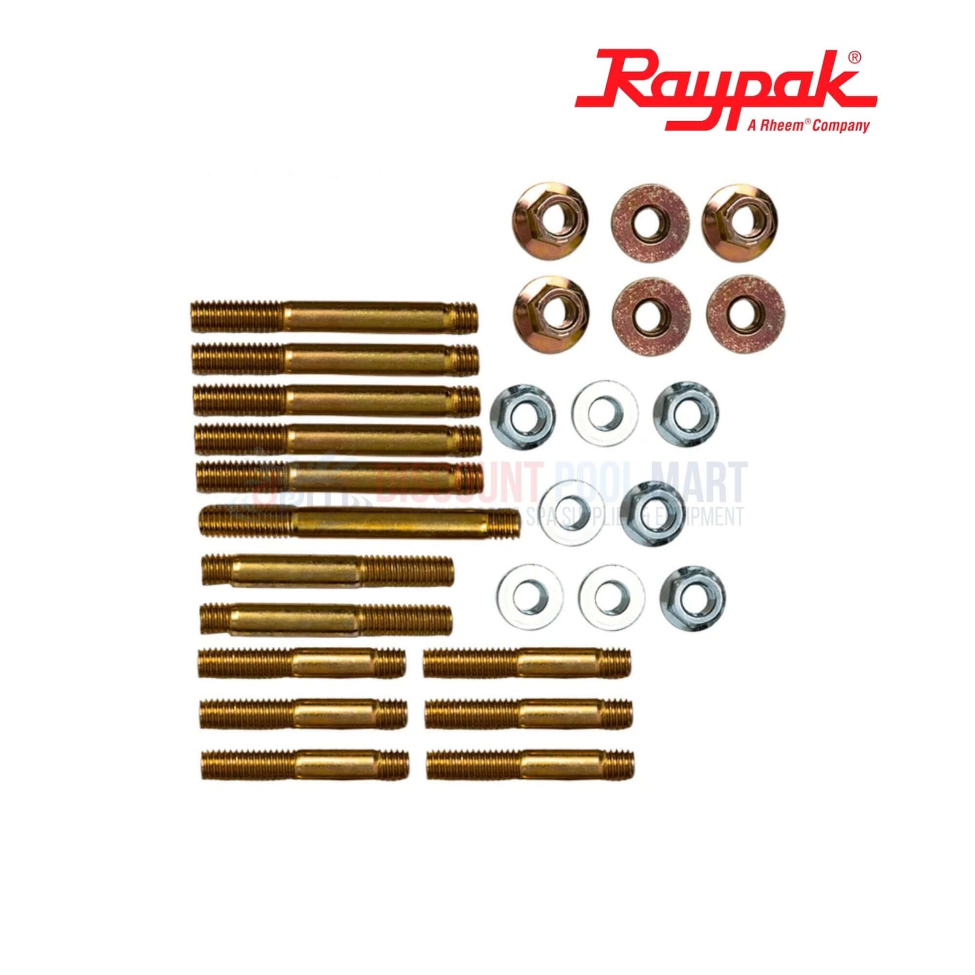 Raypak 010058F | Raypak 406A/407A ASME Copper Tube Bundle Heat Exchanger stud-bolt kit and washers from Discount Pool Mart.