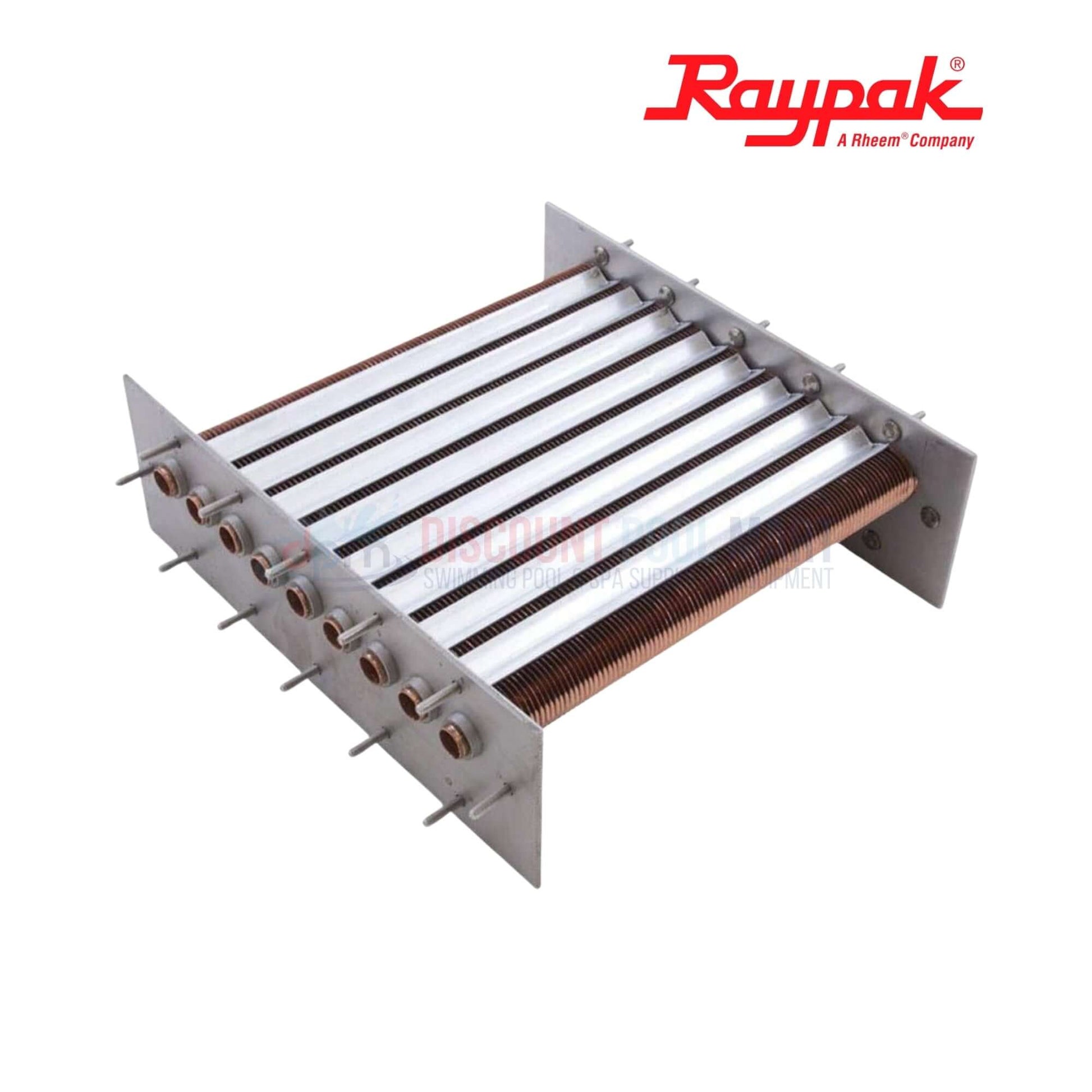 010059F | Raypak 206A/207A Copper Tube Bundle Heat Exchanger from Discount Pool Mart, essential swimming pool part, for efficient heating.