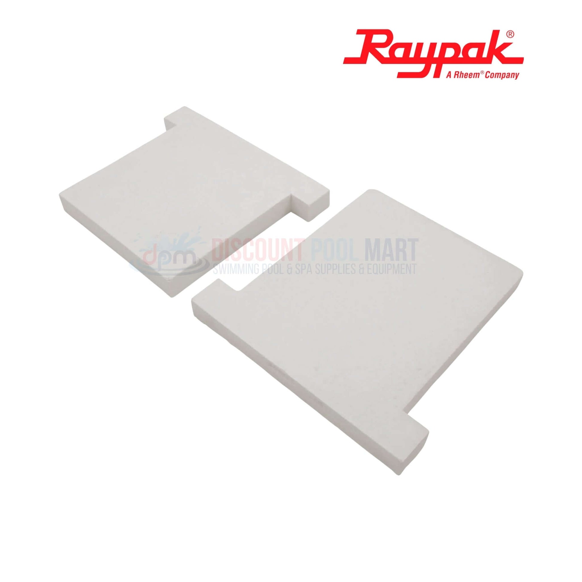 010080F | Raypak 207-407A Front & Rear Refractory Kit, shown in white, ideal for firebox shielding. From Discount Pool Mart.