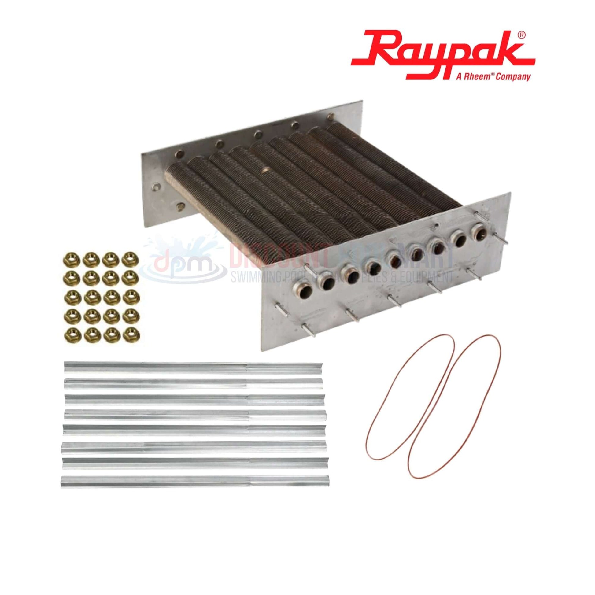 010364F | Raypak 206A-207A Cupro Nickel Tube Bundle with tubes, gaskets, baffles from Discount Pool Mart for efficient heating.