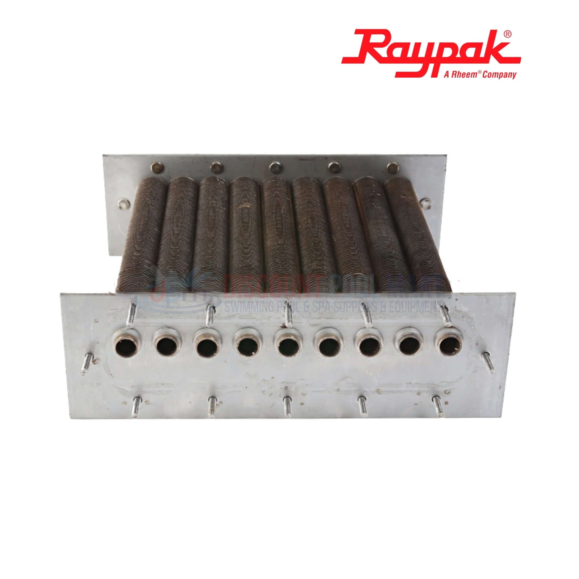 010364F | Raypak 206A-207A Cupro Nickel Tube Bundle showing complete heat exchanger with tubes, designed for pool systems by Discount Pool Mart.