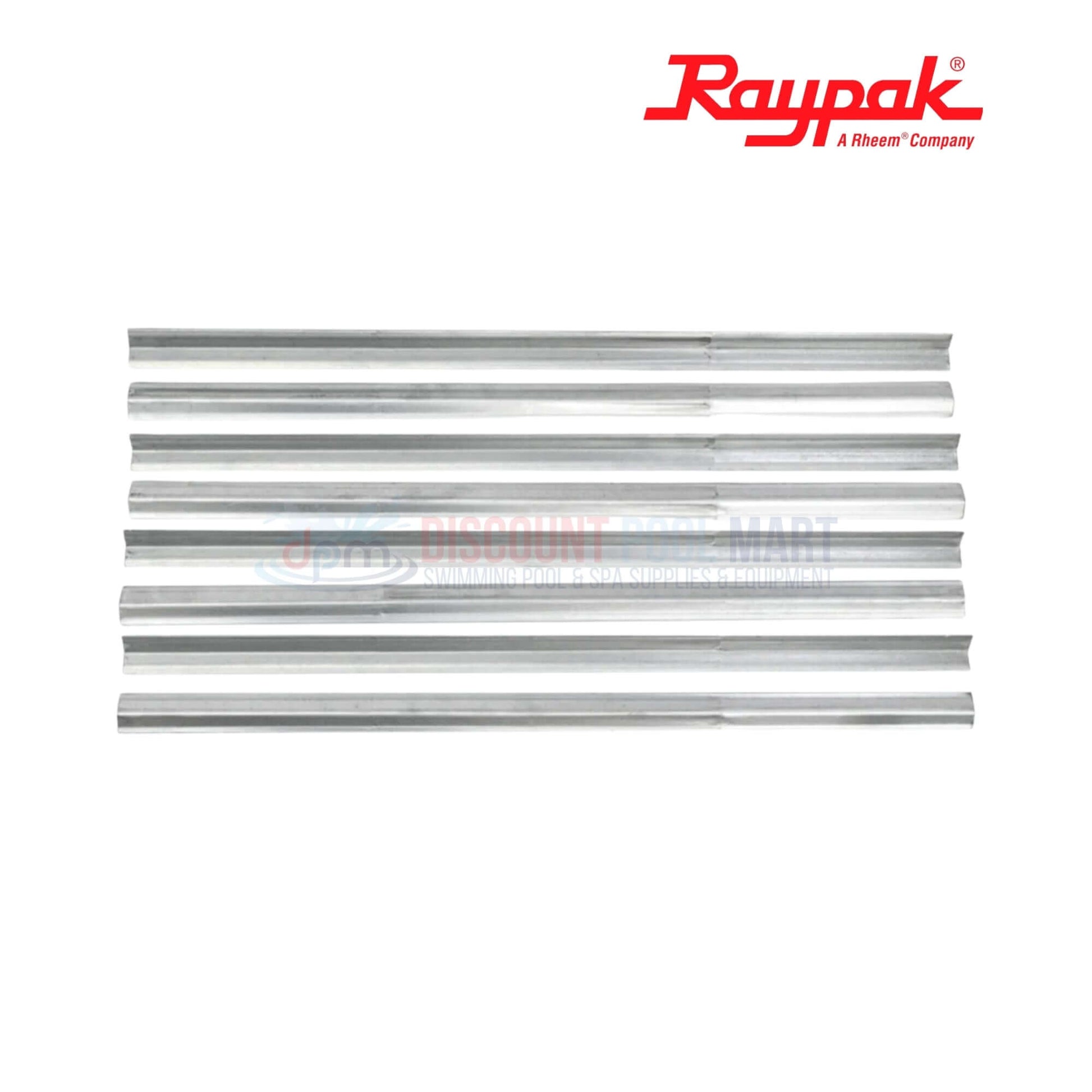 010364F | Raypak 206A-207A Cupro Nickel Tube Bundle from Discount Pool Mart, showing 6 shiny, straight tubes for pool heaters.