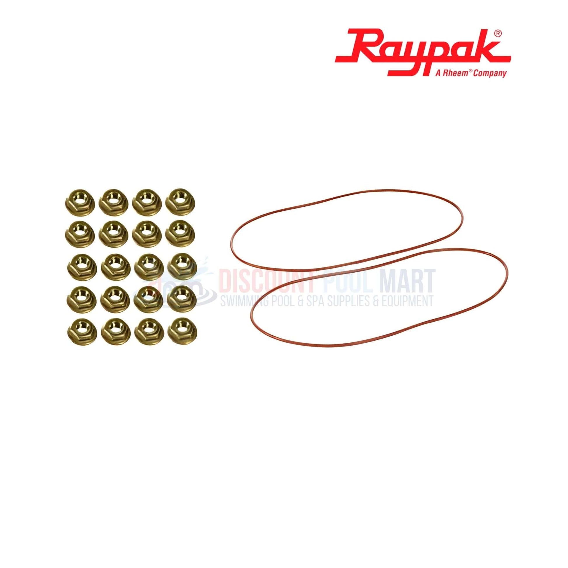 Raypak 010364F | Raypak 206A-207A Cupro Nickel Tube Bundle components, nuts and gaskets, from Discount Pool Mart, pool supplies.