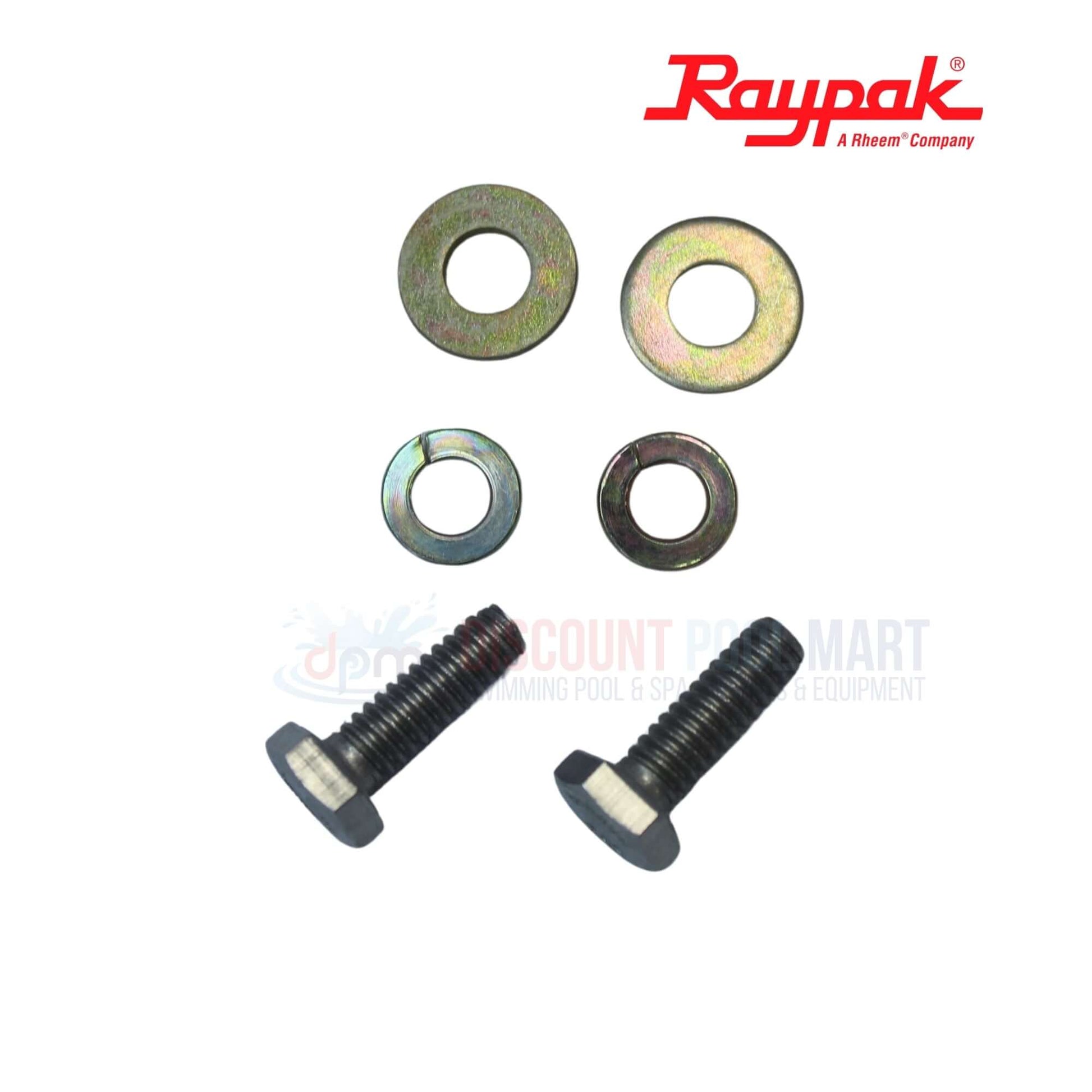 Raypak hardware set featuring washers and bolts for pool equipment, ideal for 014124F | Raypak 259A & 409A DSI from Discount Pool Mart.