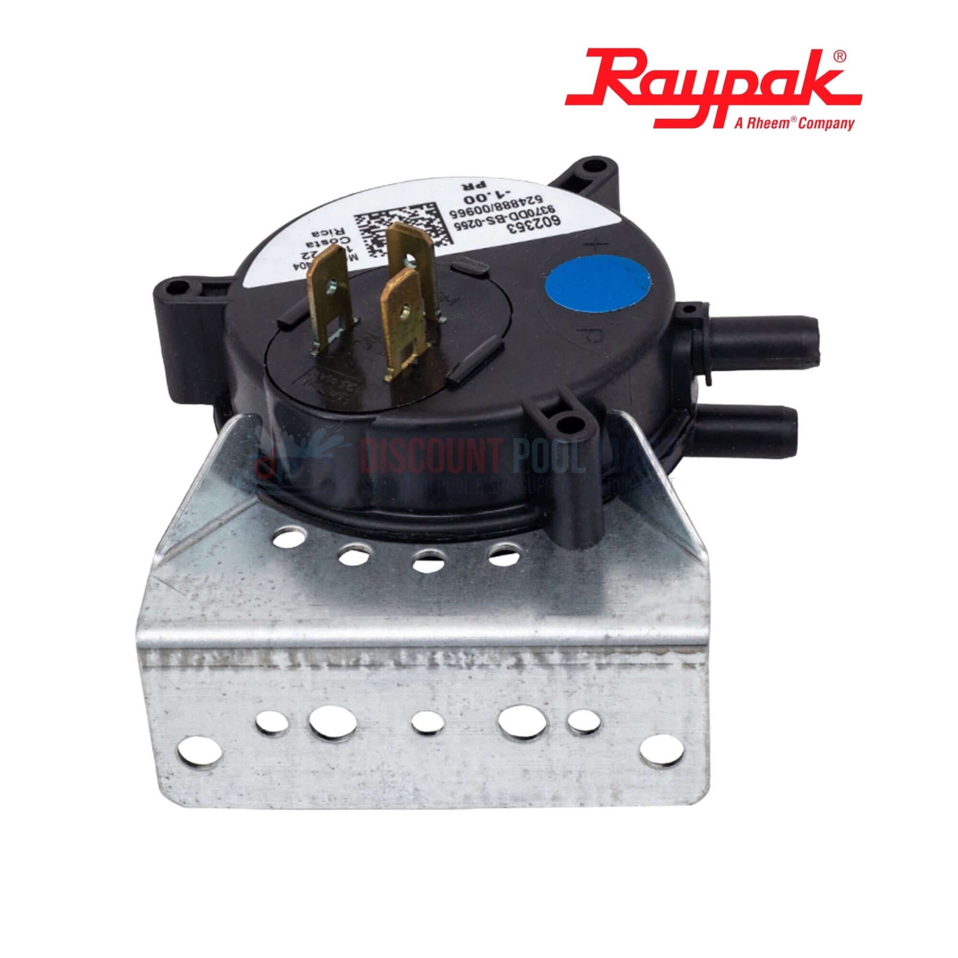 Raypak Differential Pressure Kit For Avia 404A 018931F on metal bracket, showing connections, from Discount Pool Mart. Ideal for pool supplies.